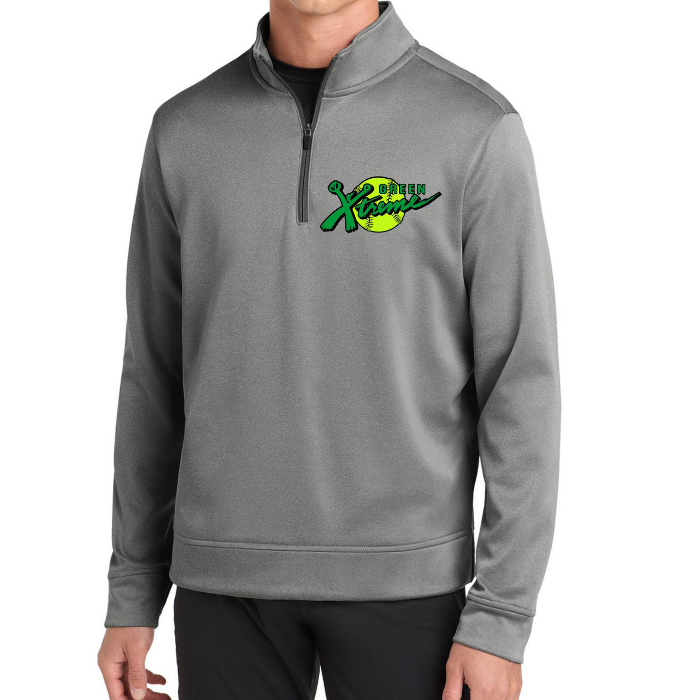Green Xtreme Logo on Dark Gray - Sport-Tek PosiCharge- 1/4-Zip Pullover