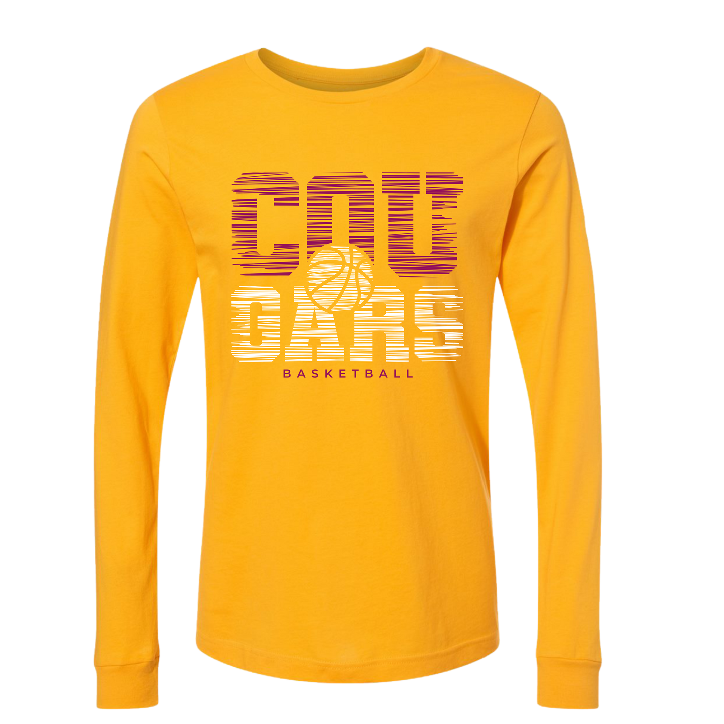 Cougars Basketball Stripes on Gold- Several Styles to Choose From!