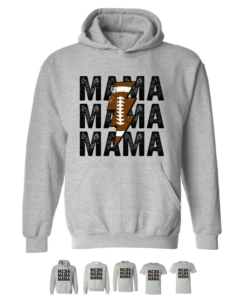 Football MAMA - Athletic Heather - Tee, V-Neck, Sweatshirt, Long Sleeve Tee and Hoodie