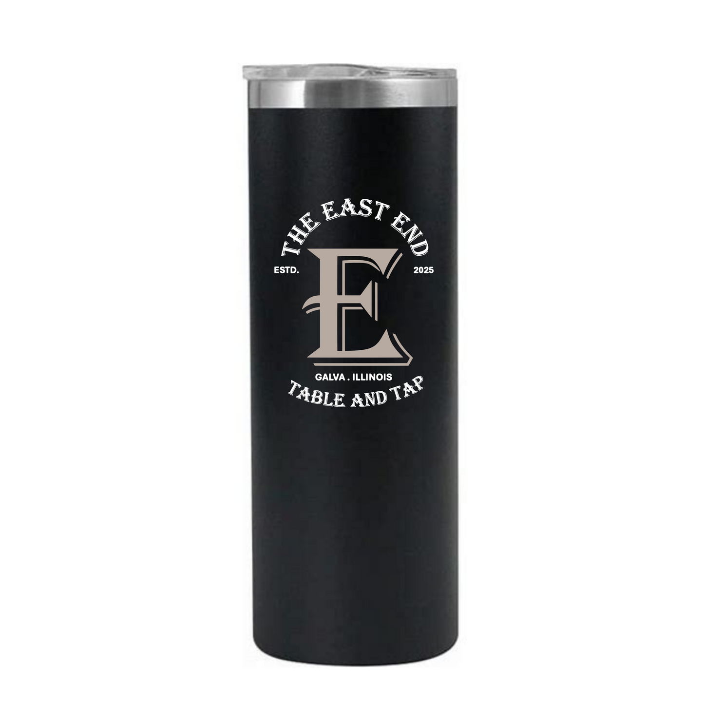 22 oz. Skinny Tumbler with Slider Lid - w/ East End Logo Applique