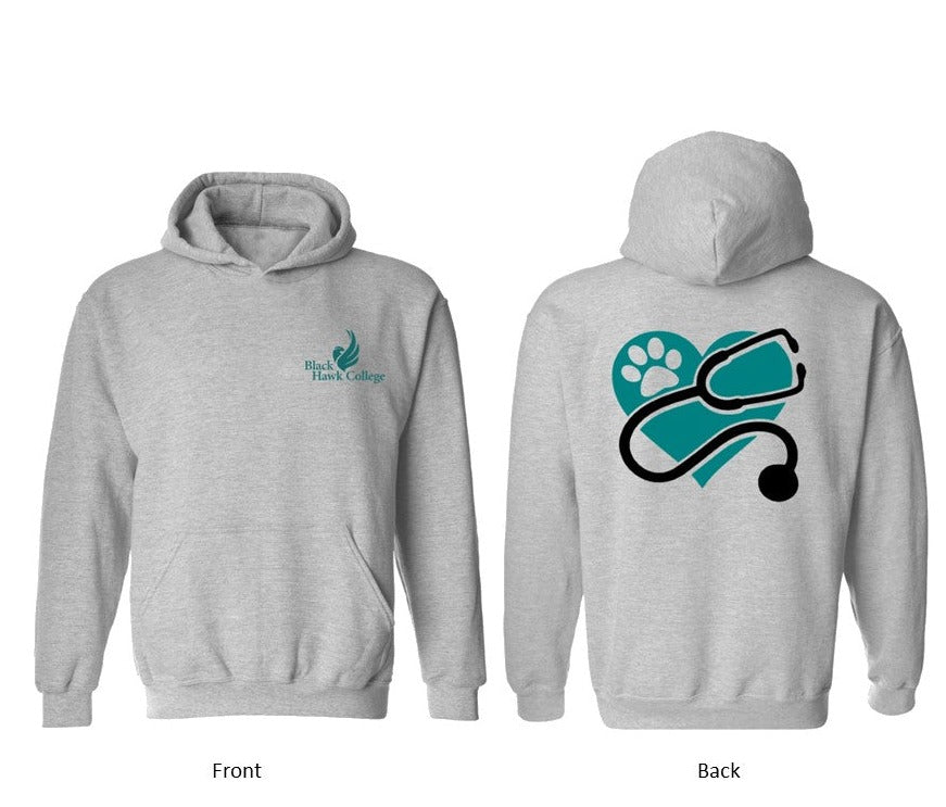 Black Hawk pocket logo with heart on back on Grey - Several Styles to Choose From!