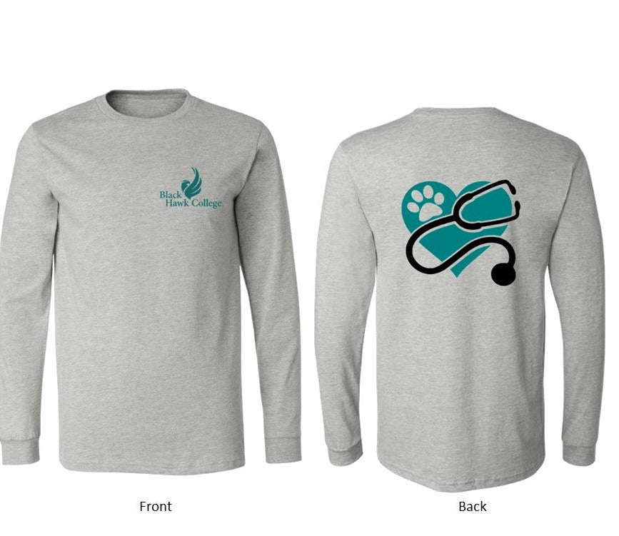 Black Hawk pocket logo with heart on back on Grey - Several Styles to Choose From!