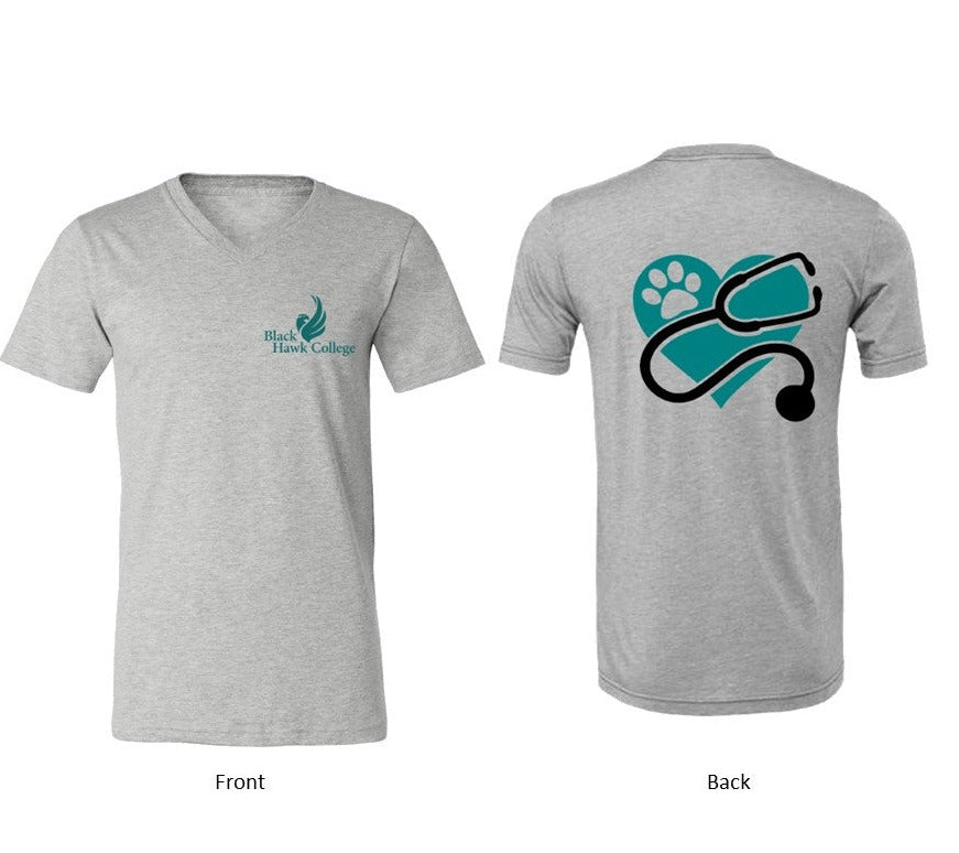 Black Hawk pocket logo with heart on back on Grey - Several Styles to Choose From!
