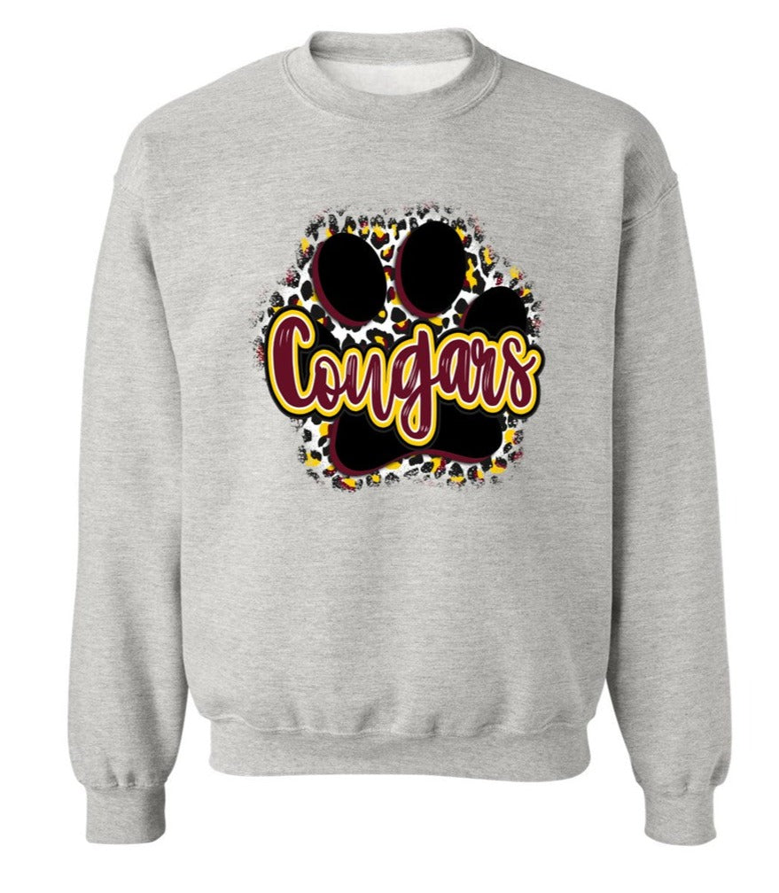 Cougars Paw Print- Athletic Heather - Several Styles to Choose From!