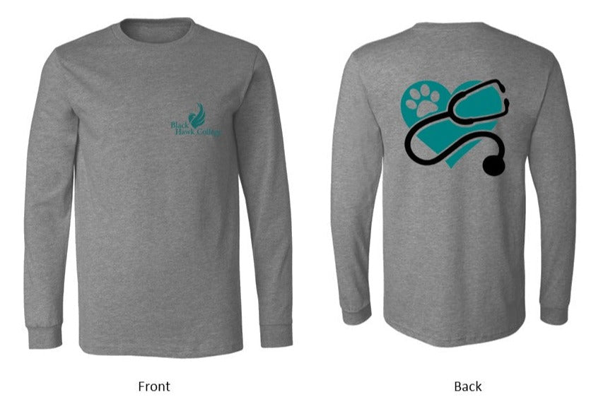 Black Hawk pocket logo with heart on back on Deep Heather - Several Styles to Choose From!
