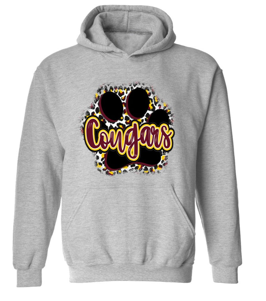 Cougars Paw Print- Athletic Heather - Several Styles to Choose From!