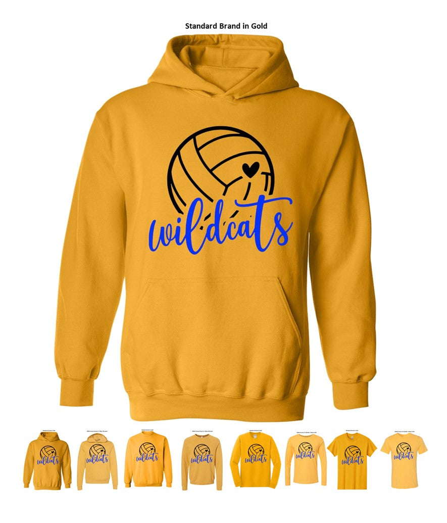 Galva Wildcats Volleyball on a variety of Yellows! - Several Styles to Choose From!