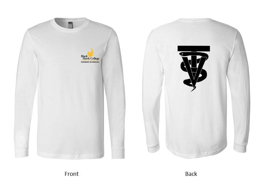 Black Hawk Veterinary Technology with a Pocket Logo / VT design on back on White - Several Styles to Choose From!