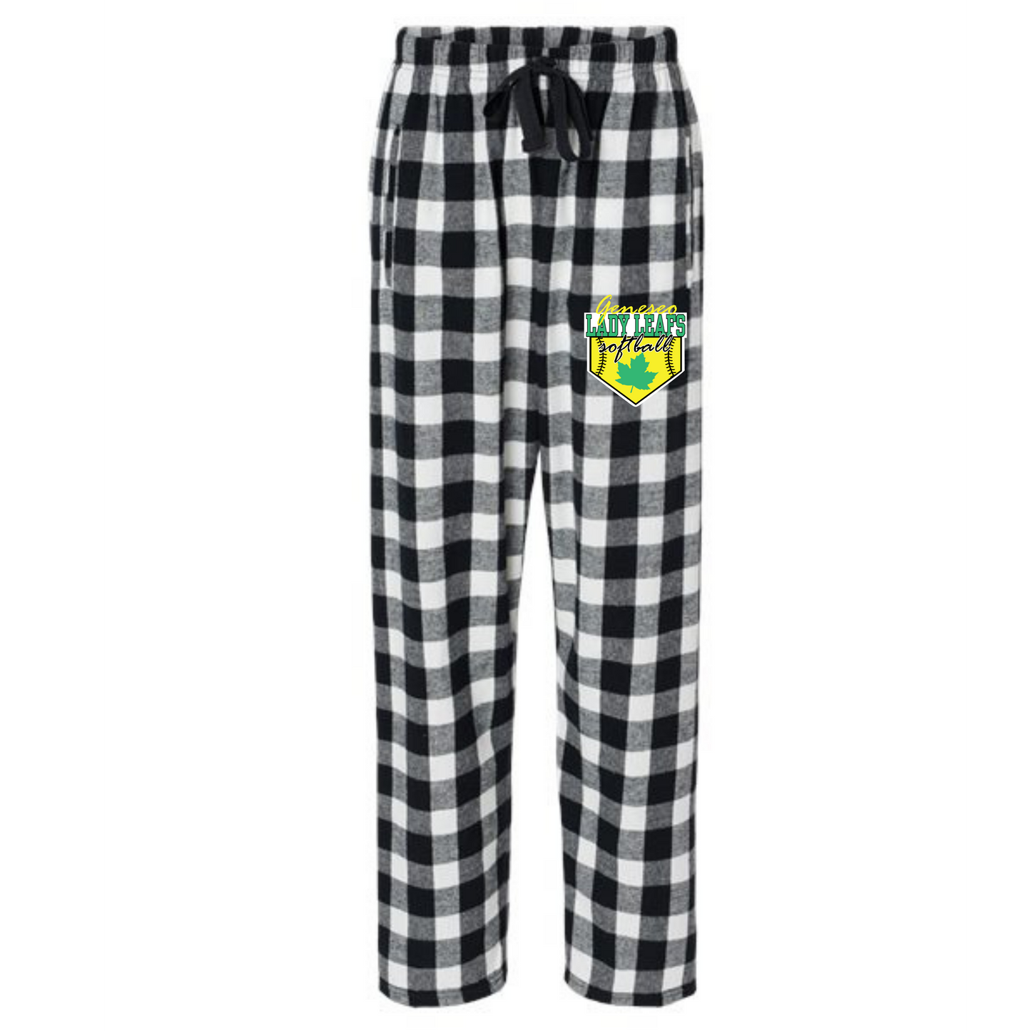 Lady Leafs Homeplate Flannel Pants-Black and White-Youth, Women's, Men's Sizing