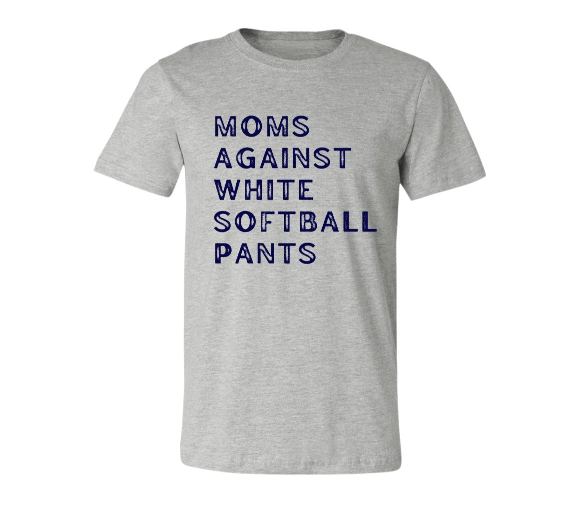 Moms Against White Softball Pants - Navy Font