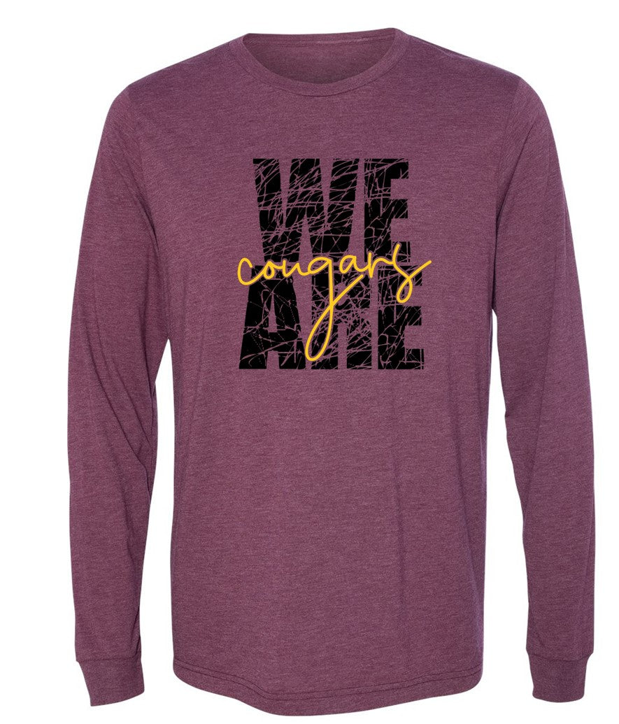 We are Cougars on Heather Maroon - Several Styles to Choose From!