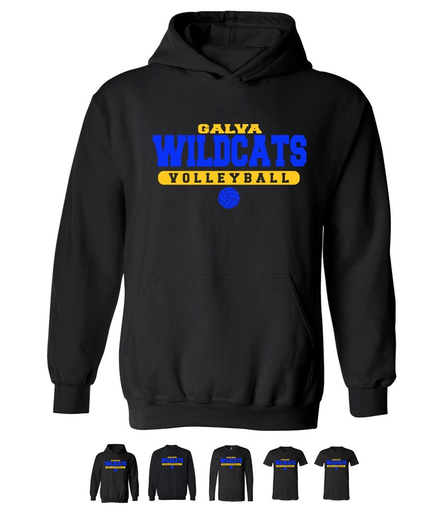 Galva Wildcats Volleyball on Black - Several Styles to Choose From!