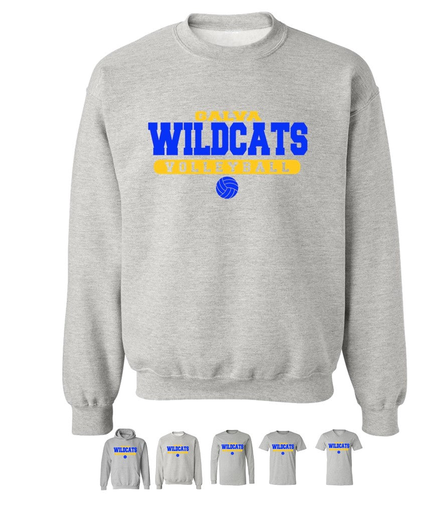 Galva Wildcats Volleyball on Grey - Several Styles to Choose From!