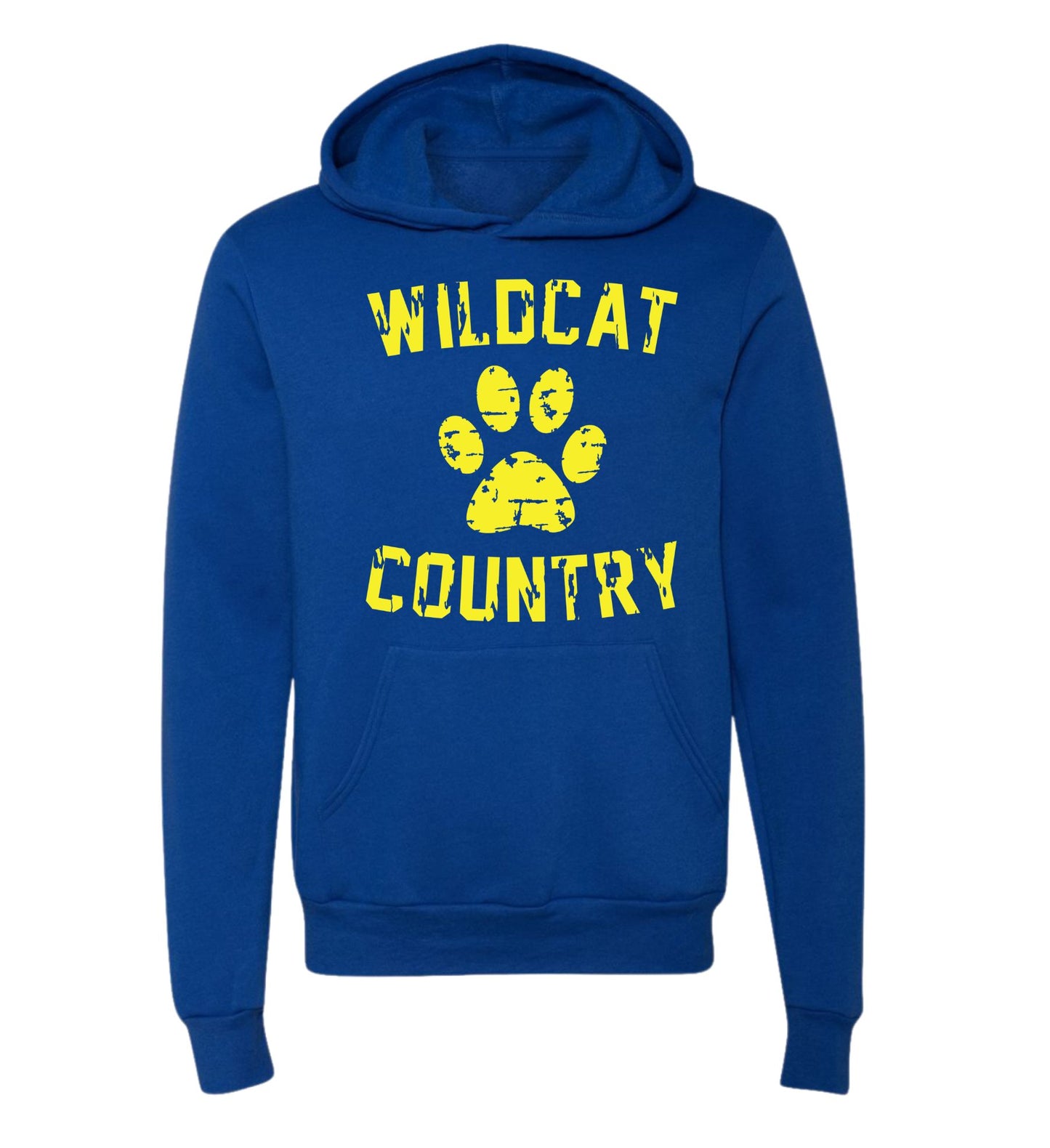 Galva Wildcats - Wildcat Country - BELLA + CANVAS Brand Hoodie Sweatshirts - Blues and Yellows