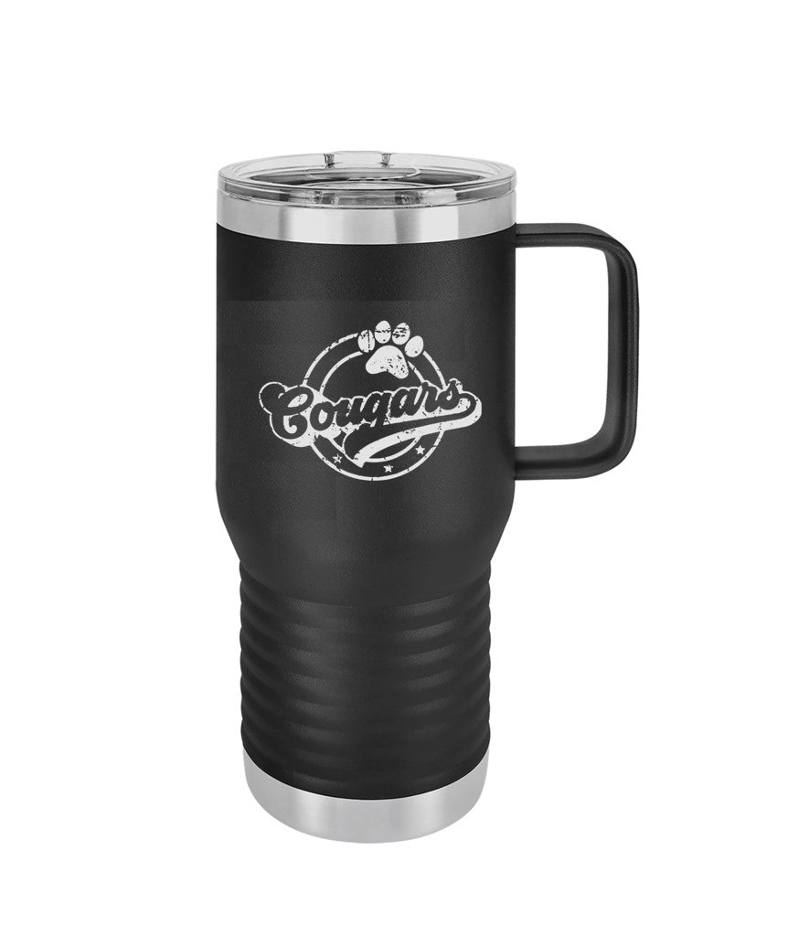 20 oz. Black Vacuum Insulated Travel Mug with Slider Lid - Engraved with Logo