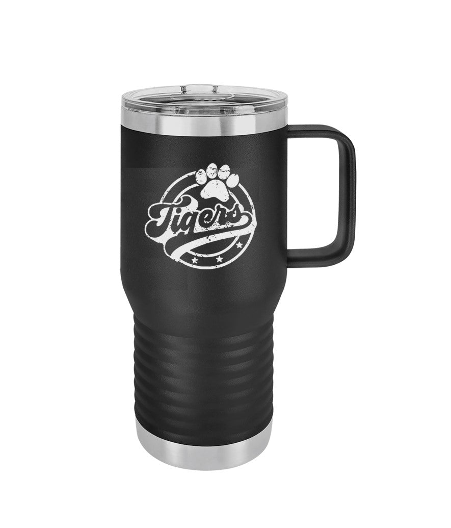 20 oz. Black Vacuum Insulated Travel Mug with Slider Lid - Engraved with Logo