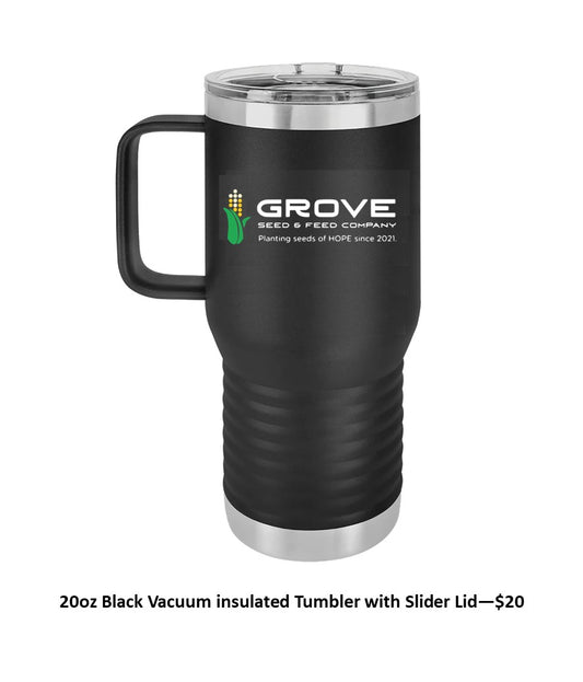 20 oz. Black Vacuum Insulated Travel Mug with Slider Lid - with Logo