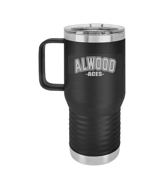 20 oz. Black Vacuum Insulated Travel Mug with Slider Lid - Engraved with Logo