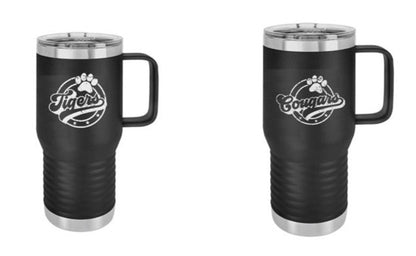 20 oz. Black Vacuum Insulated Travel Mug with Slider Lid - Engraved with Logo