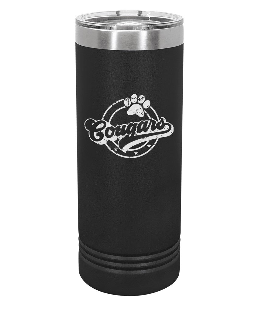 22 oz Black Skinny Tumbler with Slider Lid - Engraved with Logo