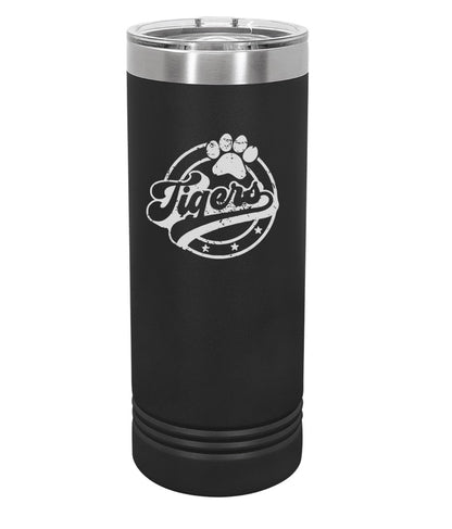 22 oz Black Skinny Tumbler with Slider Lid - Engraved with Logo