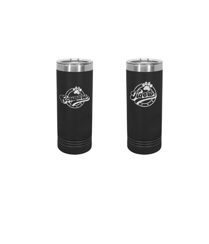 22 oz Black Skinny Tumbler with Slider Lid - Engraved with Logo