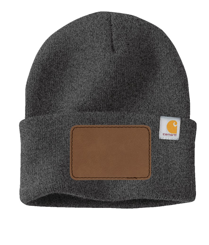 Carhartt® Watch Cap 2.0 - Personalized with a Rectangle Patch in Dark Brown