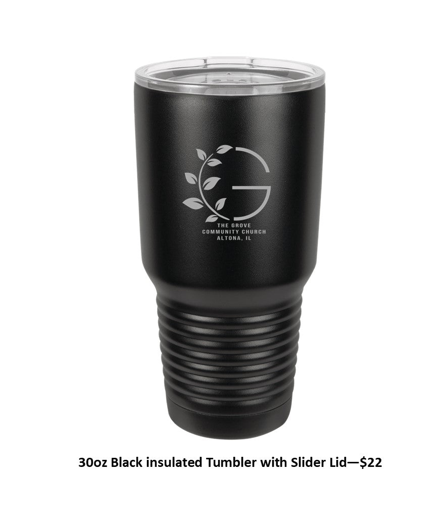 30 oz. Black Insulated Tumbler with Slider Lid - Engraved with Logo