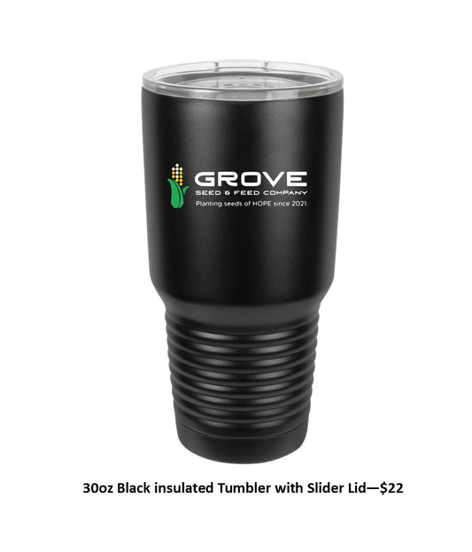 30 oz. Black Insulated Tumbler with Slider Lid - with Logo