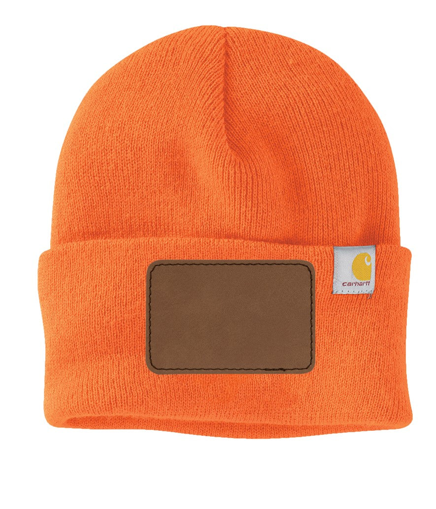 Carhartt® Watch Cap 2.0 - Personalized with a Rectangle Patch in Dark Brown