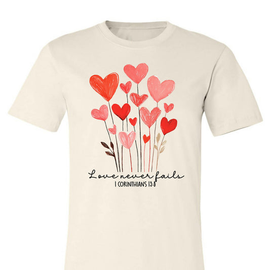 Love Never Fails- Black Print- You Pick the Style and Color!