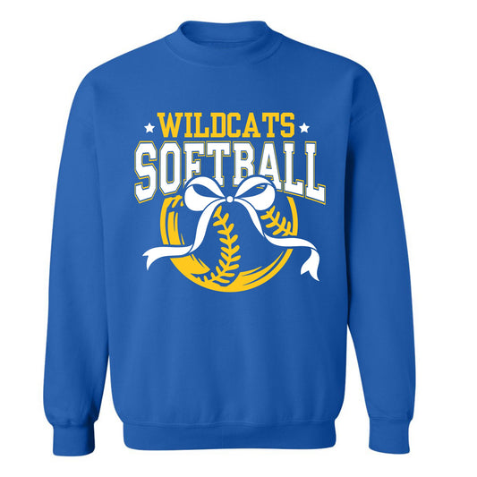 Wildcats Softball Bow on Royal Blue- Several Styles to Choose From!
