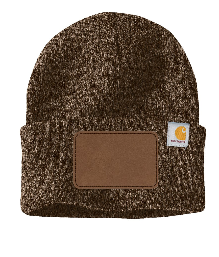 Carhartt® Watch Cap 2.0 - Personalized with a Rectangle Patch in Dark Brown