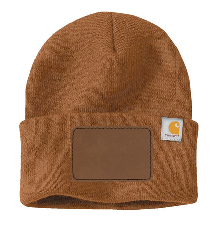 Carhartt® Watch Cap 2.0 - Personalized with a Rectangle Patch in Dark Brown