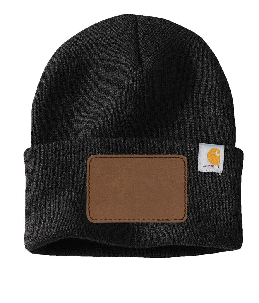 Carhartt® Watch Cap 2.0 - Personalized with a Rectangle Patch in Dark Brown