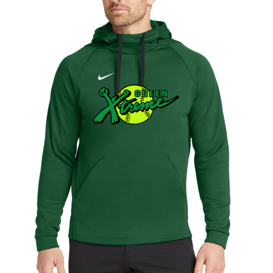 Green Xtreme Logo on Green - Nike Therma-FIT Pullover Fleece Hoodie