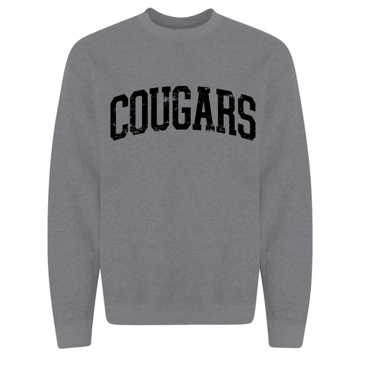 Cougars Varsity Distressed on Dark Gray- Several Styles to Choose From!