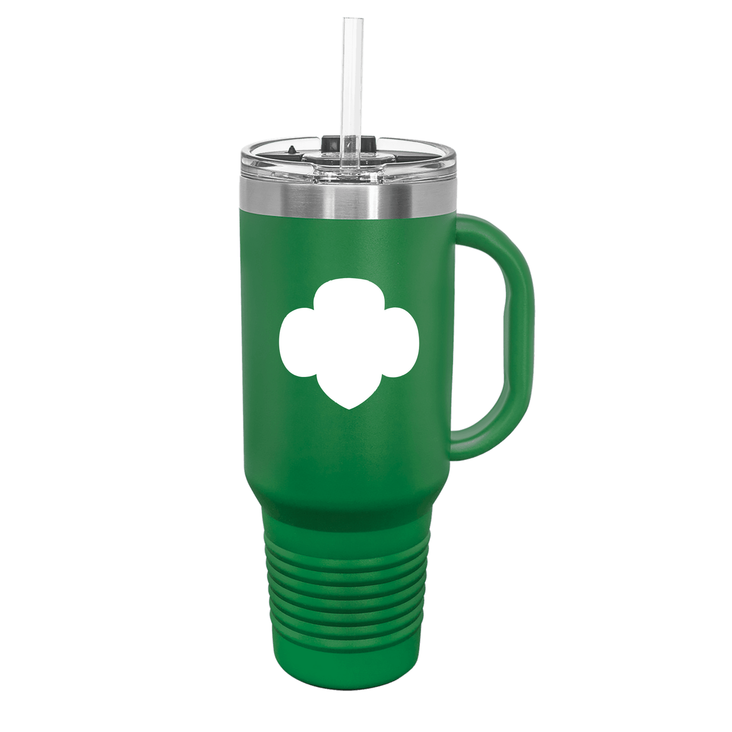 40 oz. Green Travel Mug with Handle, Straw Included