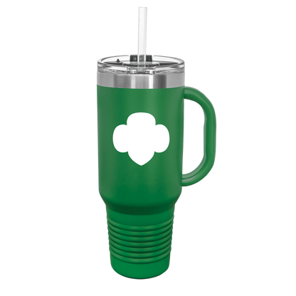 40 oz. Green Travel Mug with Handle, Straw Included