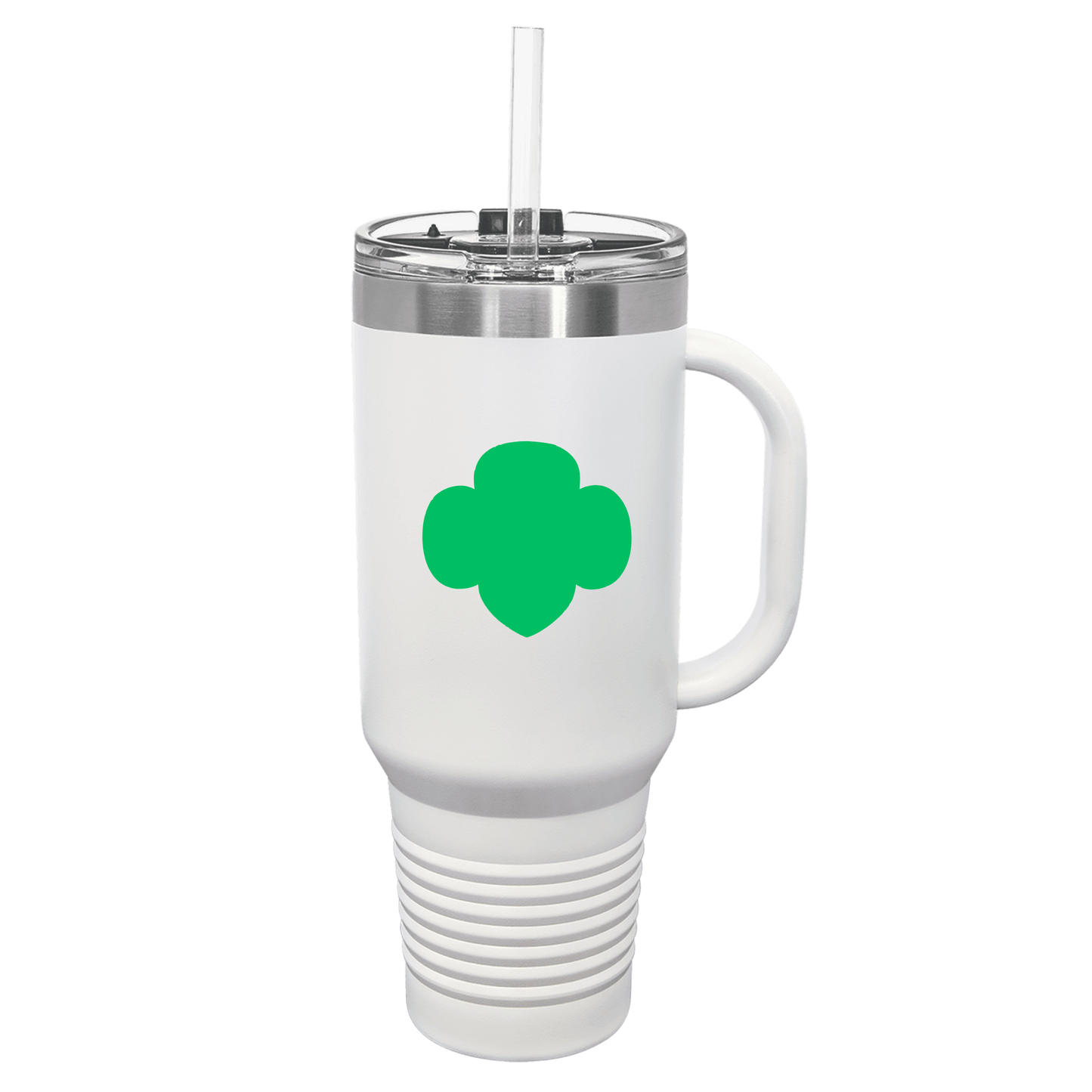 40 oz. White Travel Mug with Handle, Straw Included