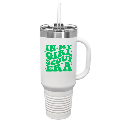 40 oz. White Travel Mug with Handle, Straw Included