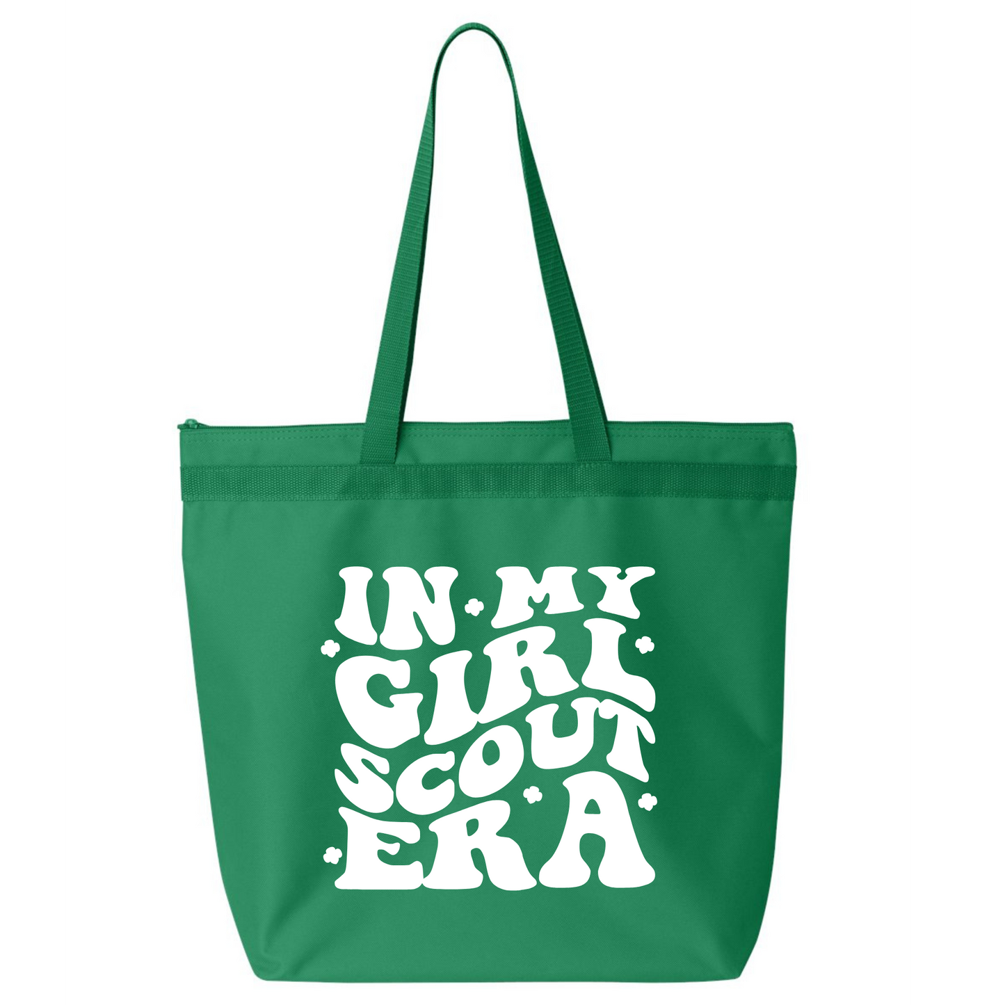 White Matte Print (Not Glitter) on Green Tote