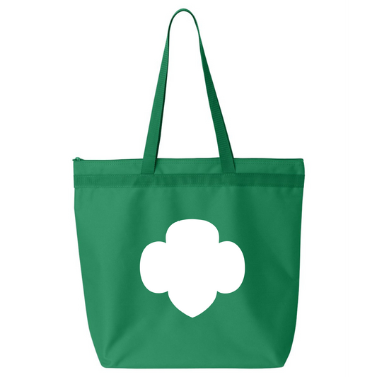 White Matte Print (Not Glitter) on Green Tote