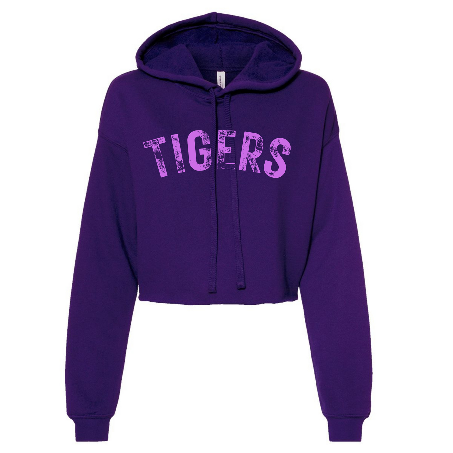 Distressed Tigers on Purple- Cropped Hoodie