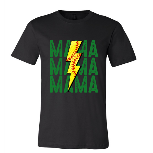 Softball Mama (Front Print) with GX Logo (Back Print) on Black- Several Styles to Choose From!