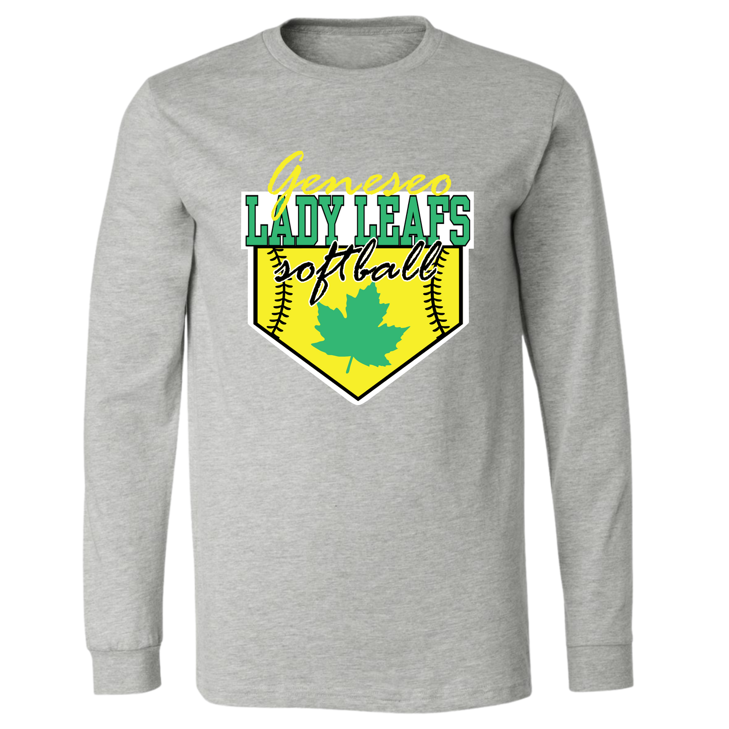 Lady Leafs Homeplate on Sport Gray- Full Front Logo- Several Styles to Choose From!