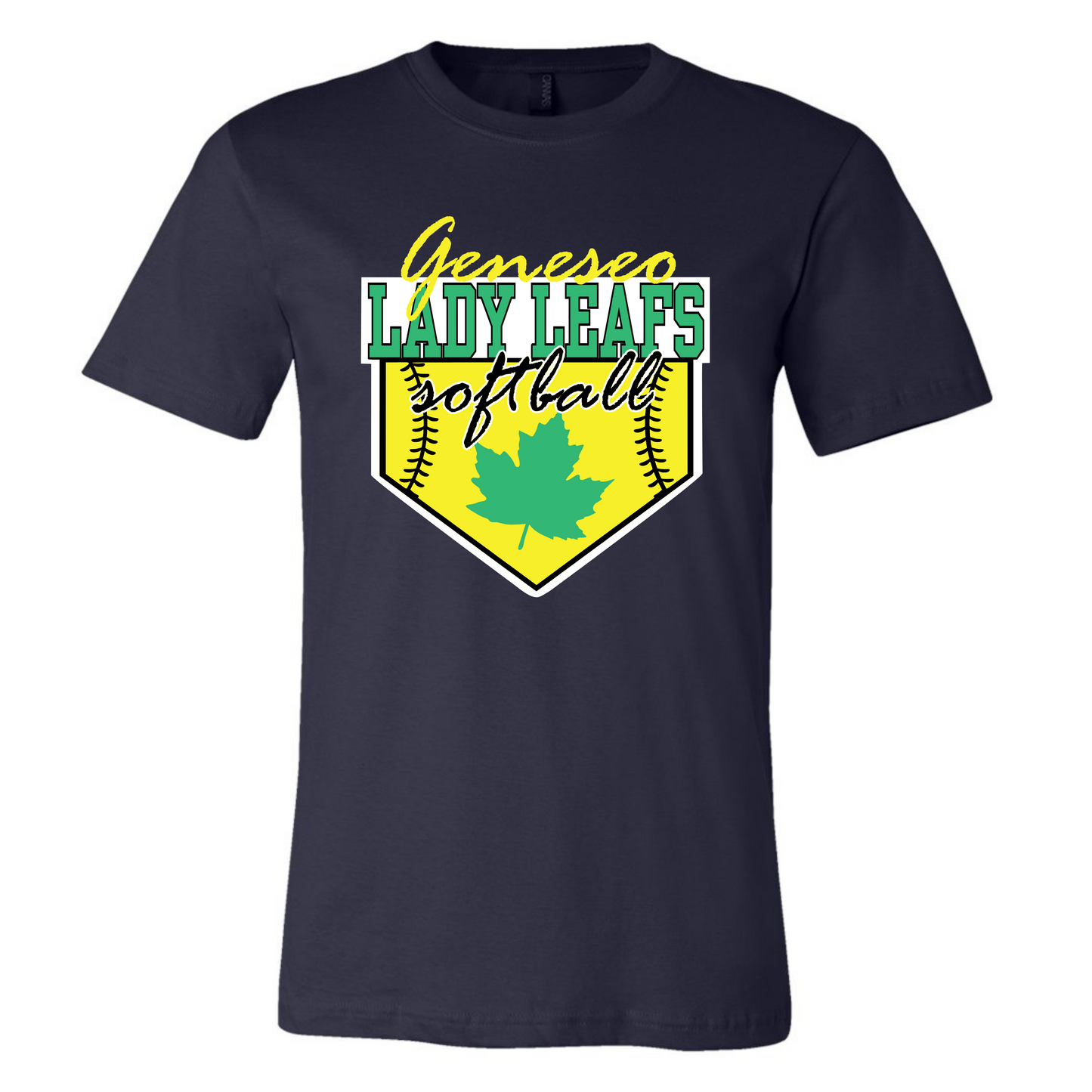 Lady Leafs Homeplate on Black- Full Front Logo- Several Styles to Choose From!