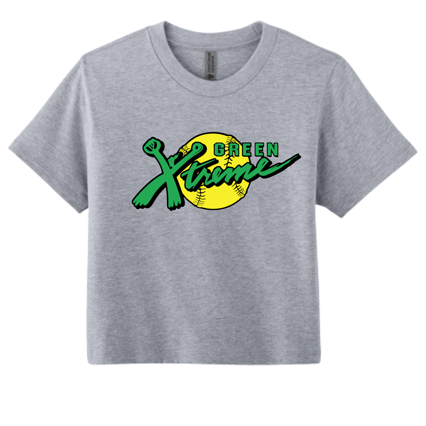 Green Xtreme on Crop Tee- Heather Gray