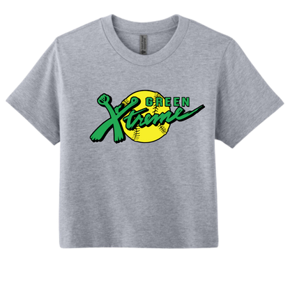 Green Xtreme on Crop Tee- Heather Gray