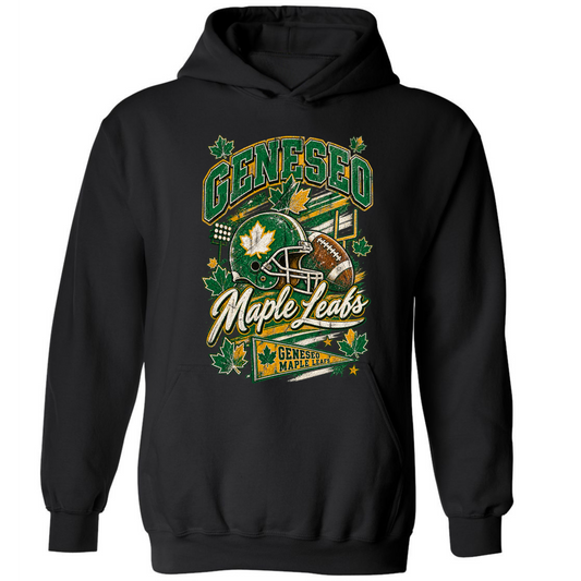 Geneseo Leafs Football Vintage on Black- Several Styles to Choose From!
